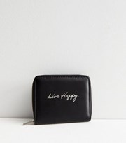 New Look Black Leather-Look Live Happy Logo Purse